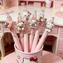 Sanrio Random 6/12Piece Set KT Cat 3D 0.5mm Neutral Pen, Cute Pink Click Pen With Smooth Writing, Quick-Drying, Paper-Friendly, Ideal For Note-Taking, Journaling, Office Memoranda, Etc. Perfect For Both Gifting And Personal Use - Sets - View 5