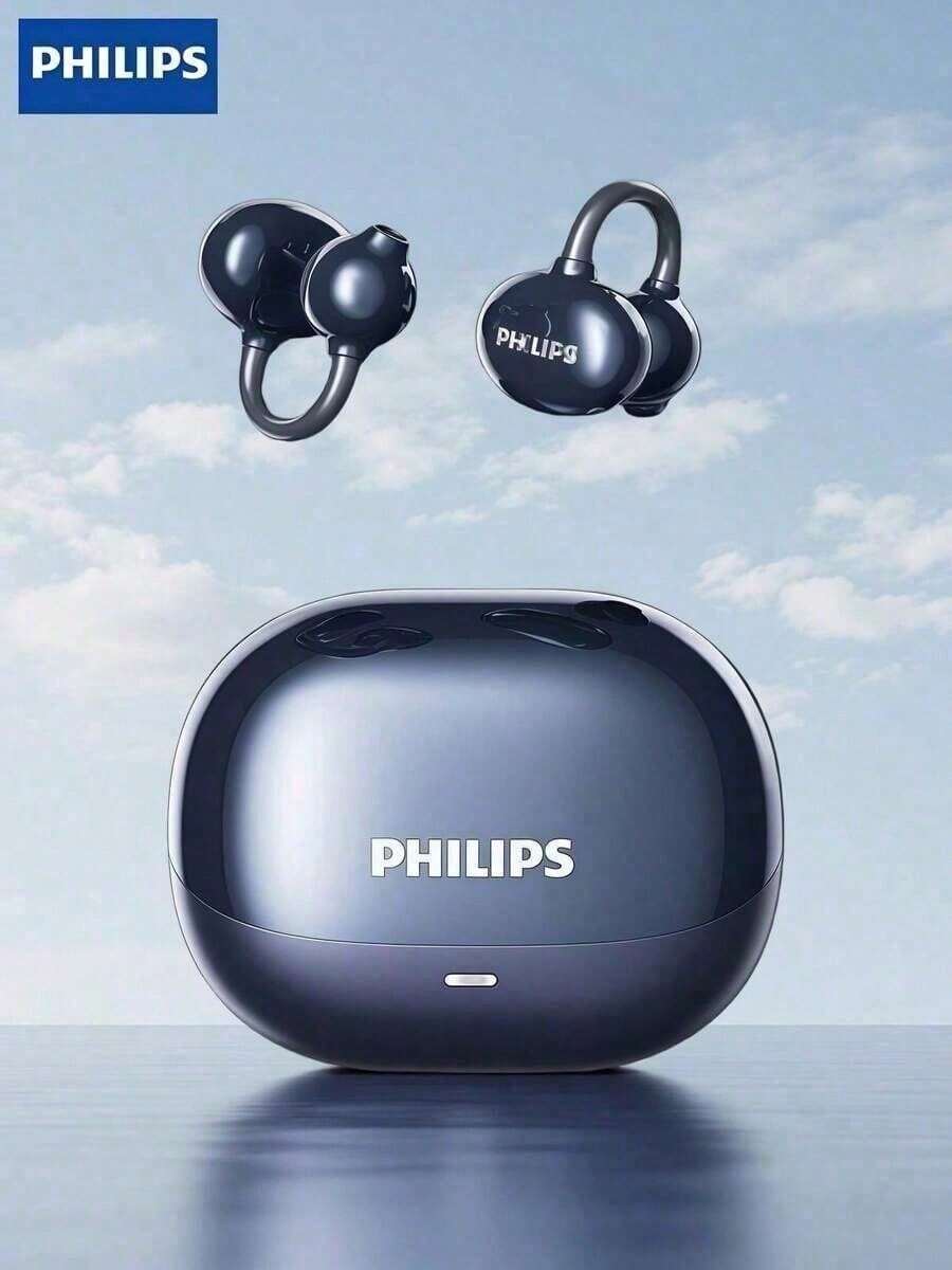 Philips TAT3469 Bluetooth Headphones Ear Clip Open Wireless Noise Reduction Ear Buds Long Battery Life 360°Surround Sound Technology Bone Conduction Air Earphones Clear Call Sport PHILIPS Headset - View 1
