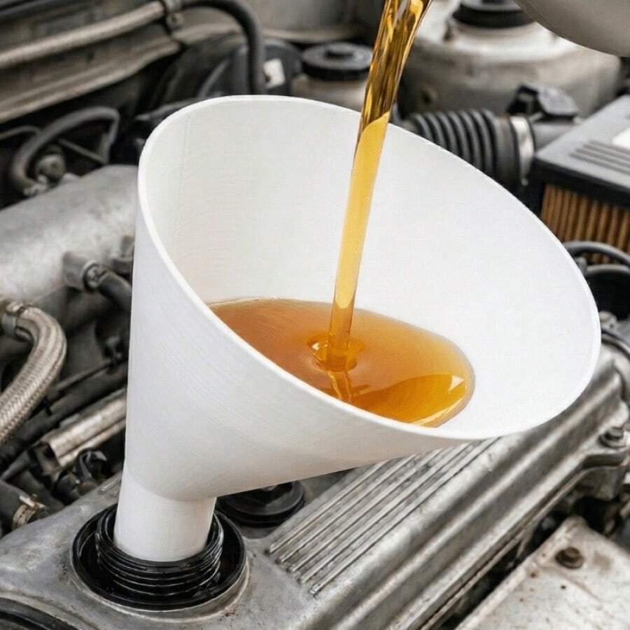 1 Pc Car Offset Fuel Funnel - Creative Large Bore Eccentric Design Oil Funnel For Auto Maintenance, Vehicle Fluid Transfer Tool, Best Gift For Car Repair Enthusiasts & Mechanics - A - View 1