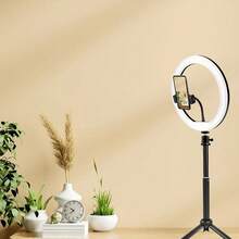 Lampu Ring 10 Inci dengan Tripod yang Dapat Diatur, Lampu Rias, Lampu Pengisi Meja, Lampu Fotografi Wajah Dalam Ruangan, Lampu Pengisi Kamera Ponsel dengan Stand, Lampu Ring 10 Inci Ukuran Besar 3 Warna Multi-Level yang Dapat Diatur + Tripod 3 Kecepatan, Portabel dan Dapat Dilipat, Cocok untuk Berbagai Pemotretan dan Perekaman Pesta - A - View 5