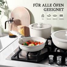 GiPP 5-Piece Ceramic Pot And Pan Set With Detachable Handle, Non-Stick Cookware Set For Induction And All Hobs, White - 查看 6