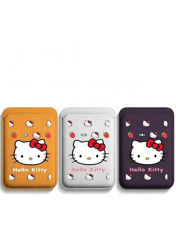 SANRIO 卡通可愛小貓 MagSafe 卡夾，適用 11/12/13/14/15/16/17 Pro Max，Apple 磁吸卡包，PU 材質