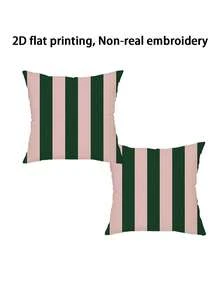 2pcs Pink Green Striped Throw Pillow Set, Super Soft Cushion, Patio Terrace Sofa Decorative Pillow (Pillow Insert Not Included) - Multicolor - View 10