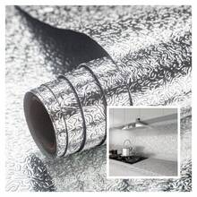 1 Roll Self-Adhesive Silver Aluminum Foil Contact Paper, Waterproof Oil-Proof Splash-Proof Kitchen Wallpaper, Suitable For Countertop, Cabinet, Drawer Decoration - Silver - View 3