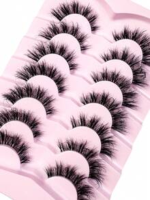 New 7 Pairs Transparent False Eyelashes, Faux Mink Cat Eye Lashes, Natural 8D Fluffy Curly Thick False Eyelashes, Makeup Travel Essentials - 交叉款 - 查看 5
