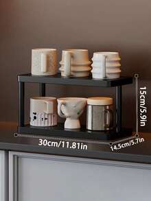 1pc Modern Black 3-Tier Storage Shelf, Multi-Layer Shelf - Freestanding Multi-Tier Storage Rack, Black Frame, Suitable For Kitchen, Bathroom, Bedroom - Space-Saving Home Decor Storage Shelf, Minimalist Design, Durable And Easy To Clean, Multifunctional Compact Storage Solution Combining Aesthetics And Practicality. Perfect For Displaying Books, Cups And Small Items. - Black - View 9