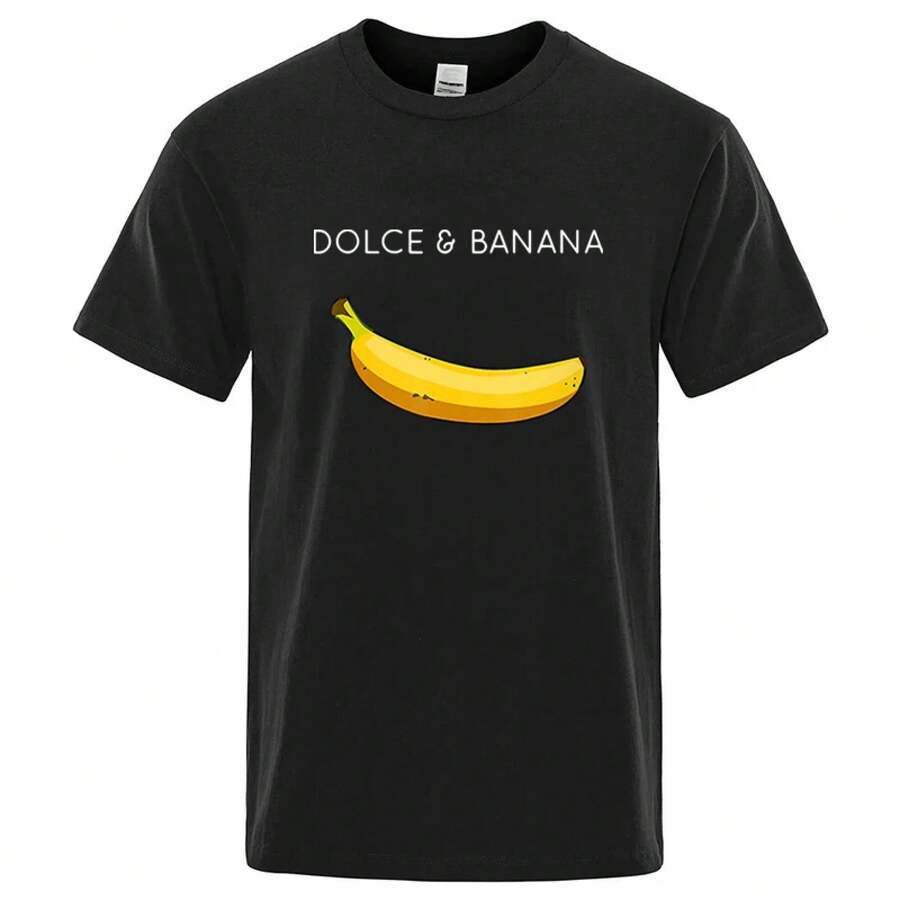 T-shirt imprimé banane amusant pour hommes et femmes, vêtement d'été en coton, mode décontractée, col rond, manches courtes, streetwear - 5 - Voir 1