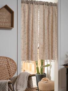 Bubaba 2Pcs Boho Floral Door Curtain With Tassel Fringe, Linen Look Semi-Sheer Room Divider Curtain, Farmhouse Privacy Panel For Doorway, Kitchen, Closet, Bedroom & Entryway Decor - Flower - View 11