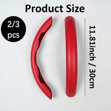 2/3pcs Non-Slip Steering Wheel Cover - Low-Key Matte + Faux Carbon Fiber Pattern + Segmented Embedded Design + No Inner Ring, For Car/MPV/SUV/RV/Pickup/Van - Matte, Carbon Fiber-like Pattern - View 3