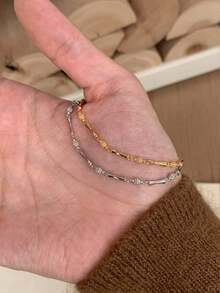 1件925纯银竹节手镯，高端珠宝礼品，女友礼物，女士高级珠宝礼品 - 金色 - 查看 4