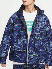 Nike ACG 防風拉鍊薄連帽長袖運動棉服外套 男款 藍色 - 藍色 - 查看 1