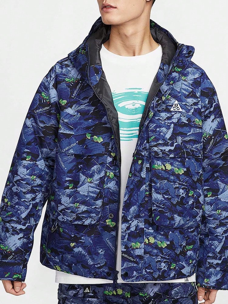 Nike ACG 防風拉鍊薄連帽長袖運動棉服外套 男款 藍色 - 藍色 - 查看 1