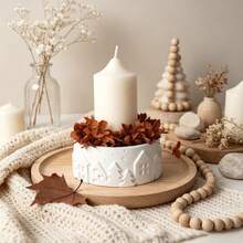 1pc DIY Cement Plaster Candle Cup House Candle Holder Silicone Mold, Round Christmas Tree Relief Candle Holder Candle Cup Mold, Christmas Decoration Storage Mold, Suitable For Handmade Crafting, Gift Making - A - View 5