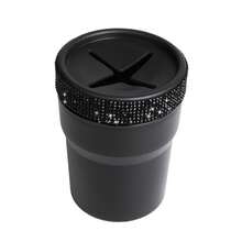 1pc Black Coin Storage Box, Creative Fashion Design, Mini Storage Jar, Inlaid With Rhinestones, Suitable For Car Cup Holder, Portable Car Coin Collection Bucket, Gift - Black - View 8