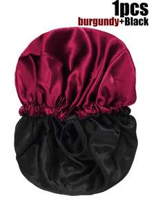 CONFLASS 2pcs/1pc Women's Solid Color Double-Layer Satin Adjustable Loose Bonnet, With Elastic Button, Elastic Colorful Adjustment Buckle Sleep Cap, Suitable For Daily Wear, Suitable For Matching Headscarf, Women's Headscarf - Hot Pink - View 15
