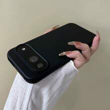 Solid Color Liquid Silicone Summer Fresh Color Phone Case For 9 9A 9 Pro XL 10 10 Pro 10 Pro XL, Smooth Touch Inner Lining With Flannel Anti-Drop Phone Case For Pixel 7A 8A 8 Pro 7 Pro 6A 6 Pro 5 5A - Black - View 10