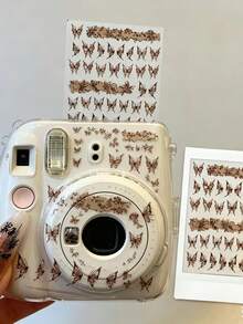 1pc Vintage Brown Tone Butterfly Sticker, INS Style Forest Material, Suitable For Decorating Instant Camera, Water Cup, Phone, Tablet, Notebook, Brown Tone Butterfly And Distressed Lace Elements, Vintage Gentle Style, Versatile Retro Atmosphere Decorative Sticker - Retro Brown Butterfly - View 2