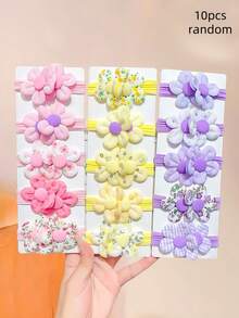 15/10/5/Pcs/Set 3D Petal High Elasticity Hair Tie Combination, Girly Hair Rubber Bands, High Elasticity, Flower And Bow Combination, Cute And Sweet Hair Accessories - Suitable For Girls And Teenagers, Suitable For Daily, School, Party, Vacation, Graduation Season, Etc., Adding Kawaii Style To Hairstyle - Multicolor - View 10