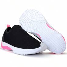 Women's Comfortable Black Slip-On Sneakers With Pink Sole - Casual Fashion  2026 - 白色+粉紅色 - 查看 6
