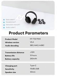 HYUNDAI HY-T02MAX頭戴式藍牙耳機搭配貓耳朵配件，5.4HIFI高清音質重低音通話精準降噪音樂運動遊戲低延遲長續航商務頭戴式耳機通用手機平板電腦 - 粉紅色+貓耳朵 - 查看 10