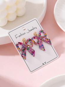 1 Pair Daily Sparkling Bow Design Women's Fashion Jewelry Earrings, Perfect Gift For Holiday Parties - Multicolor - View 3