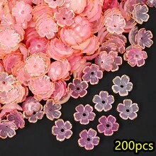 200顆透明花朵巴洛克珠飾搭配復古金邊隔珠，適用珠寶DIY手鍊、手機鍊、手工配件製作 - 金邊小花朵 - 查看 15