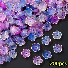 200顆透明花朵巴洛克珠飾搭配復古金邊隔珠，適用珠寶DIY手鍊、手機鍊、手工配件製作 - 金邊小花朵 - 查看 23