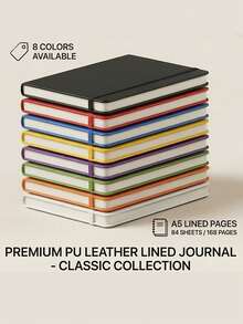 1PC/3PCS Cross-Border Hot-Selling Premium PU Leather Notebook With Strap And Bookmark, Classic Lined Pages Diary (80g Paper, 84 Sheets), Office/Study/Journaling, Multiple Colors Available - Multicolor - View 4