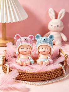 1pc Cute Baby Cake Decor, Lively And Adorable Baby Decoration | Mini Version, Suitable For Home Decor, Desk And Car Decor, Baby Shower Decor, Gender Reveal Party, Cake Decoration, Birthday Decoration (Hand-Painted, Some Color Unevenness May Occur, But It Won't Affect The Overall Appearance Of The Product, Please Do Not Purchase If You Mind) - Multicolor - View 9