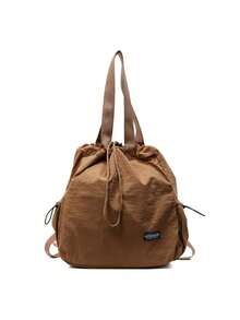 Solid Color Minimalist Large Capacity Portable Women's Bag, Versatile Style, Suitable For Daily Commute, Travel, Shopping - Khaki - View 8