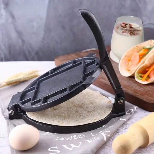 6.5 Inch Heavy Duty Aluminum Alloy Silver DIY Dough Press, Tortilla Dough Press, Roti Dough Press, Mexican Tortilla Press, Burrito Maker