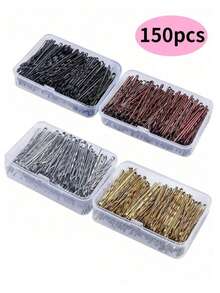 150pcs/Box Simple Straight Hair Clips, Invisible Bangs Hair Clips, Hair Fixing Clips,Claw Clips - Multicolor - View 1