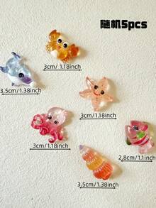 2pcs/5pcs/6pcs Cartoon Ocean Animal Refrigerator Magnets Set - Cute And Fun Decorative Magnets, Suitable For Home Decor, Made Of ABS Material, Oval Shape - Multicolor - View 12