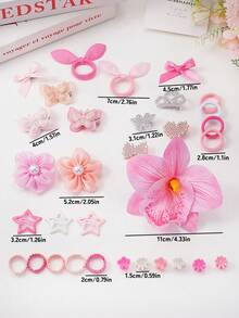 VBOOR 855PCS Pink Sweet & Gentle Hair Accessories For Women, Includes Artificial Orchid/Double-Layer Glitter Butterfly/Faux Pearl Mesh Flower Hair Clips, Rhinestone Heart Crown Bow Rabbit Bangs Clips, Mini Claw Clips, Rabbit Ear Hair Ties, Multiple High-Elasticity Non-Damaging Basic Hair Bands, Suitable For Daily/Commute/Date, Enhances Hairstyle Sophistication,Claw Clips - Multicolor - View 7
