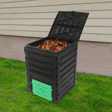 Free Standing Garden Compost Bin, 450L/ 119 Gal Compost Bin, Rectangle Shape Outdoor Large Capacity Composter Used In Gardens, Balconies, Courtyards, Kitchen - Black + Green - View 1