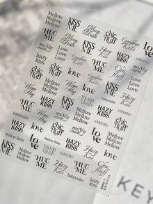 1 peça autocolantes para arte de unhas com letras inglesas, estilo moderno minimalista, decorações 5D fofas para unhas, essenciais para artistas de unhas, autocolantes simples feitos à mão, material DIY para unhas, presente perfeito para raparigas e mulheres - Multicolorido - Ver 8