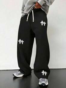 1pc Teen Boys Casual Straight Leg Loose Fit Sweatpants, Suitable For Home Relaxation And Outdoor Activities, All Season Style - Black - View 4