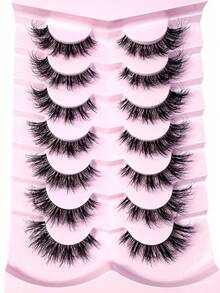 New 7 Pairs Transparent False Eyelashes, Faux Mink Cat Eye Lashes, Natural 8D Fluffy Curly Thick False Eyelashes, Makeup Travel Essentials - 交叉款 - 查看 8
