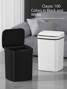 1件 14L/3.7gal~18L/4.76gal 大容量智能垃圾桶，長方形設計，塑膠材質，靜音關閉蓋，附感應式開關機制，使用2顆AA電池（不含），適用於室內/室外，客廳、浴室、臥室、廚房 - 彩色 - 查看 6