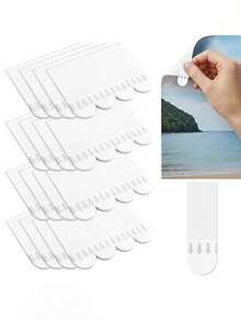 20/30pcs Poster Adhesive Strips & Replacement Strips White Sticky Strips, Damage-Free Hanging Posters, Children's Artwork, Banners & Signs, Reusable Hanging Hooks For Home Wall Decor, Wall Hanging Refill Pack, No Tools Needed, Clean Removal - A - View 1