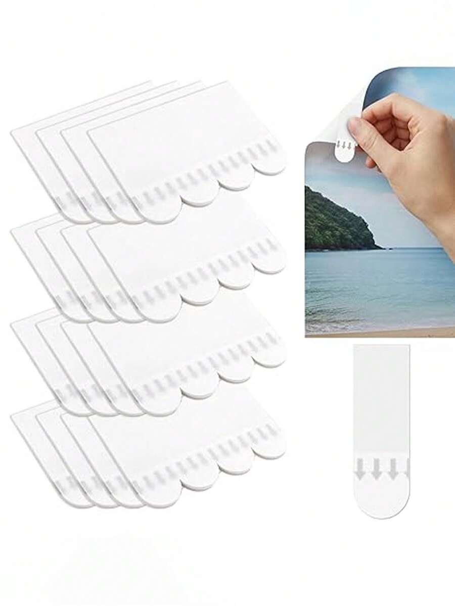 20/30pcs Poster Adhesive Strips & Replacement Strips White Sticky Strips, Damage-Free Hanging Posters, Children's Artwork, Banners & Signs, Reusable Hanging Hooks For Home Wall Decor, Wall Hanging Refill Pack, No Tools Needed, Clean Removal - A - View 1