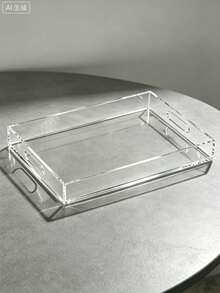 1pc Transparent Acrylic Tray, Modern Minimalist Desktop Organizer, Light Luxury Style, Suitable For Perfume, Skincare, Bathroom Countertop, Coffee Table And Kitchen Storage, Multi-Functional Home Decor Tray - Transparent - View 4