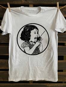 Casual Short Sleeve T Shirt,Round Collar Design,With Patterns,Very Suitable For Spring And Summer Wear,Designed For Women. - 白色 - 查看 1