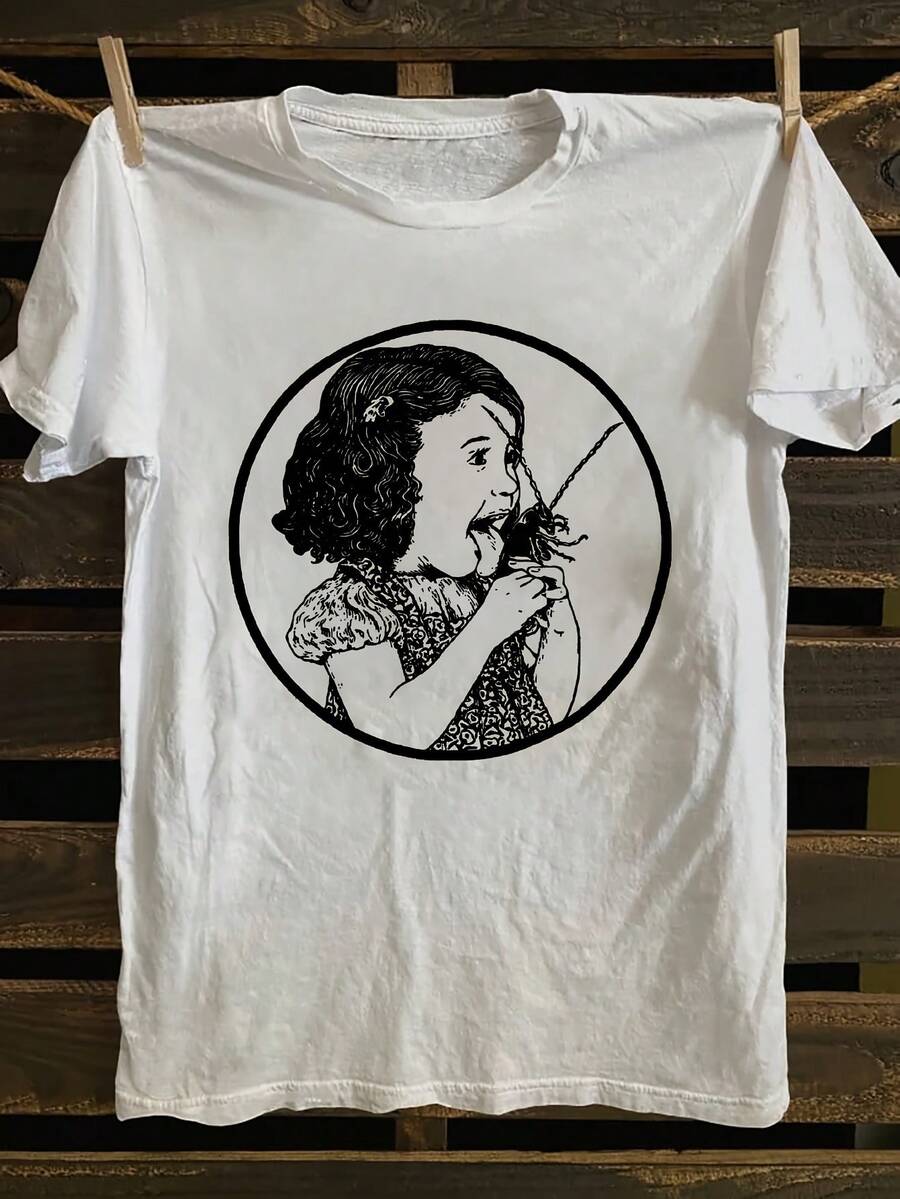 Casual Short Sleeve T Shirt,Round Collar Design,With Patterns,Very Suitable For Spring And Summer Wear,Designed For Women. - 白色 - 查看 1