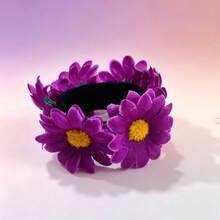 1pc Women's Fashion Bohemian Style Blue, Yellow, Pink Daisy & Sunflower Flower Hair Scrunchie, Suitable For Daily, Party, Decoration, Hair Accessories - Multicolor - View 7