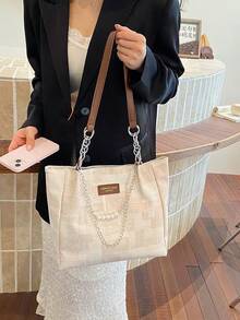 New Solid Color Luxury High-End Versatile Women's Shoulder Tote Bag - White - View 7