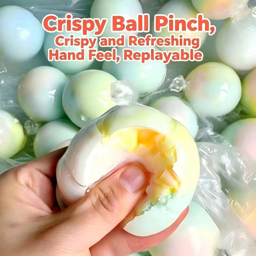Mainan Sensorik Remas Lembut dengan Cangkang Renyah Buatan Tangan, Bola Pereda Stres Sentuhan Seperti Lilin, Mainan Dekompresi Meja Estetis Berisi Tanah Liat Lembut dengan Suara yang Meredakan Stres