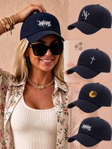 1pc Deep Blue Unisex Baseball Cap, Adjustable Outdoor Sun Protection Casual Hat, Suitable For Spring, Autumn, Summer Travel, Beach, Party - Navy Blue - View 2