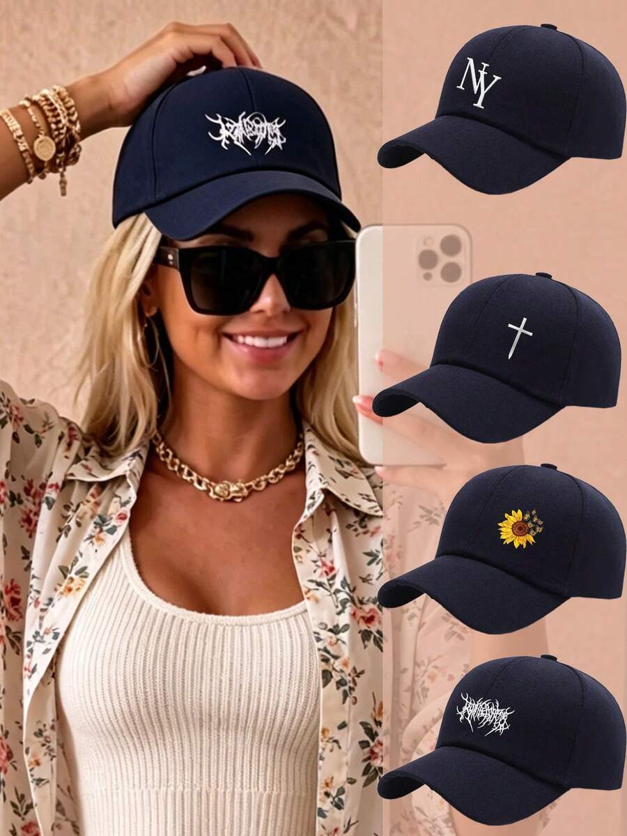 1pc Deep Blue Unisex Baseball Cap, Adjustable Outdoor Sun Protection Casual Hat, Suitable For Spring, Autumn, Summer Travel, Beach, Party