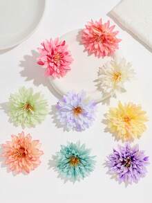 3/6pcs Random Multicolor Spring Fresh Style Artificial Chrysanthemum Hair Clips 3D Gradient Flower Hairpins Silk Flowers Mori Style Girls Hair Accessories Daily Match Party Headwear - Multicolor - View 2